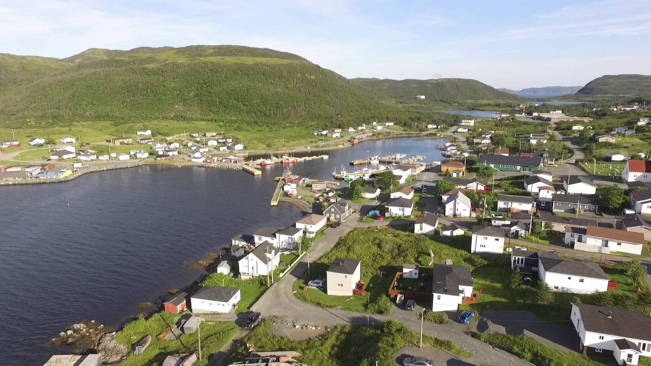 A panoramic view of the Hermitage harbour and surrounding hills